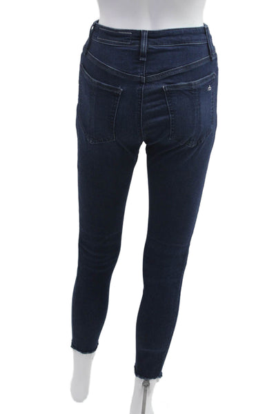 Rag & Bone Women Ankle Skinny Jeans Dark Blue High Rise Button Size 24