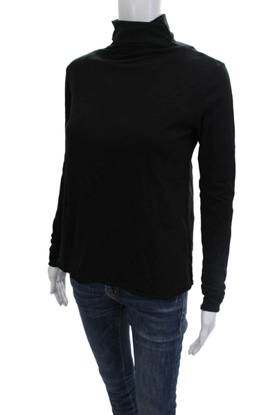 Bella Dahl Women Black Cotton Mock Neck Long Sleeve Basic Top Size XS