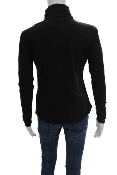 Bella Dahl Women Black Cotton Mock Neck Long Sleeve Basic Top Size XS