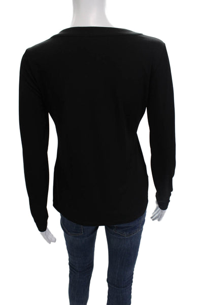 Calvin Klein Womens Basic Black Cotton Cashmere Long Sleeve Blouse Size XS