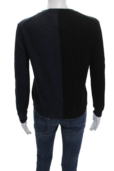 One Grey Day Women Black Wool Cashmere Crew Neck Button Pullover Size XS