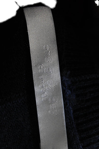 One Grey Day Women Black Wool Cashmere Crew Neck Button Pullover Size XS