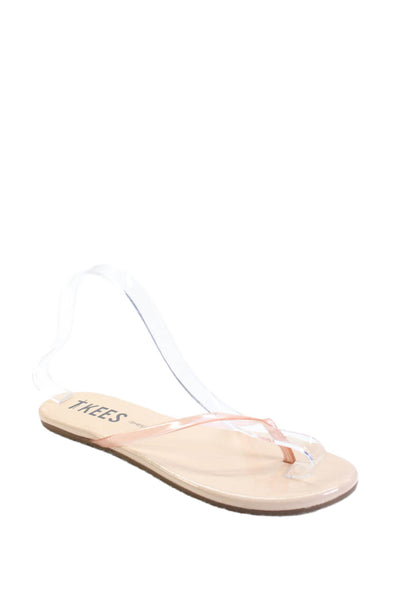 TKEES Womens Translucent Strap Detail Thong Flip Flops Beige Size 7