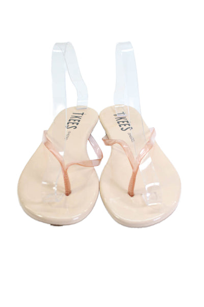 TKEES Womens Translucent Strap Detail Thong Flip Flops Beige Size 7