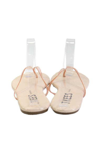 TKEES Womens Translucent Strap Detail Thong Flip Flops Beige Size 7