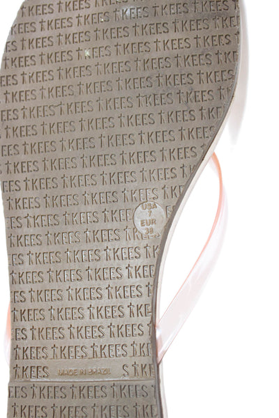 TKEES Womens Translucent Strap Detail Thong Flip Flops Beige Size 7