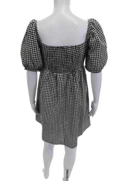 Pomander Place Womens A-Line Mini Dress Black Check Square Neck Size S