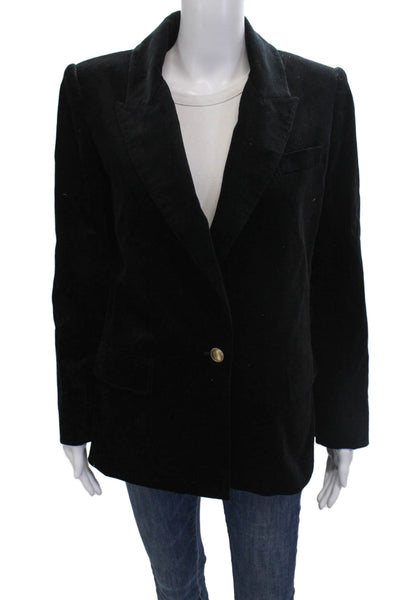 Tuckernuck Womens Black Wool Blend Blazer Collared Button Long Sleeve Size S