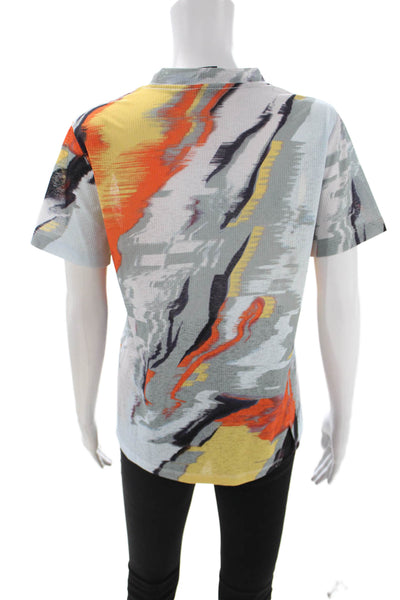 PE Nation Women Gray Graphic Crew Neck Short Sleeve T-Shirt Polyester Size M