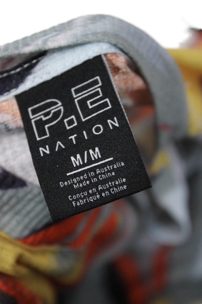 PE Nation Women Gray Graphic Crew Neck Short Sleeve T-Shirt Polyester Size M