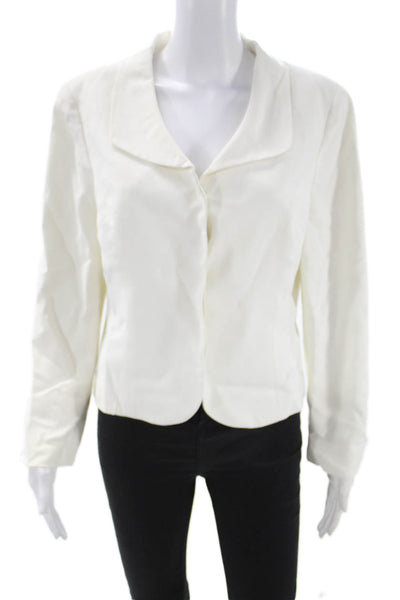 Worth Womens White Classic Collared Button Blazer Long Sleeve Size 10