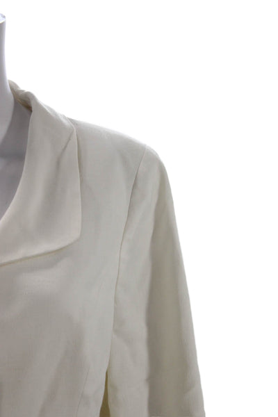 Worth Womens White Classic Collared Button Blazer Long Sleeve Size 10
