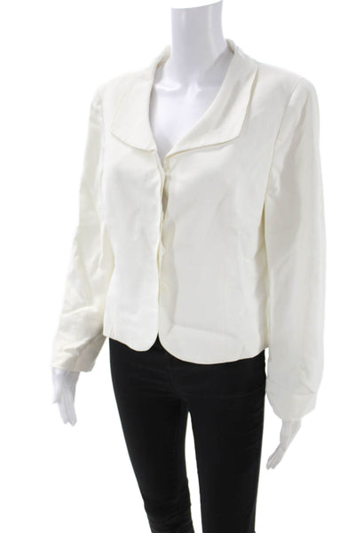 Worth Womens White Classic Collared Button Blazer Long Sleeve Size 10