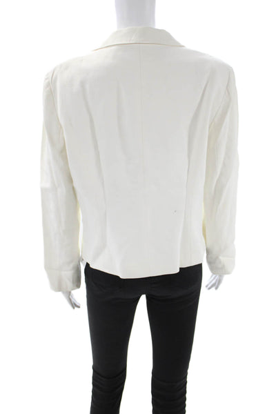 Worth Womens White Classic Collared Button Blazer Long Sleeve Size 10