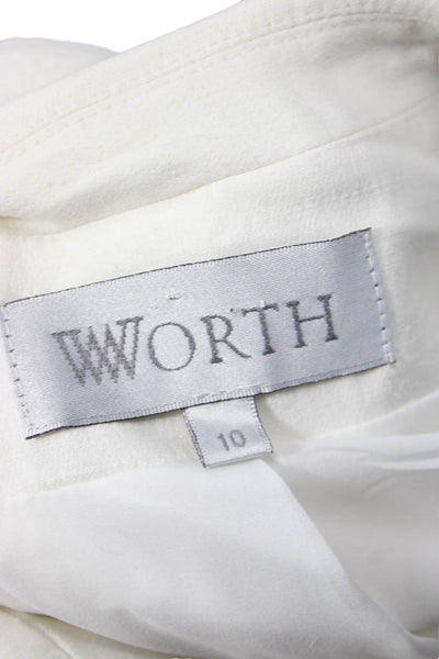 Worth Womens White Classic Collared Button Blazer Long Sleeve Size 10