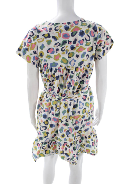 Pink Chicken Women Multi Color Animal Print Shirt Dress V-Neck Size XS