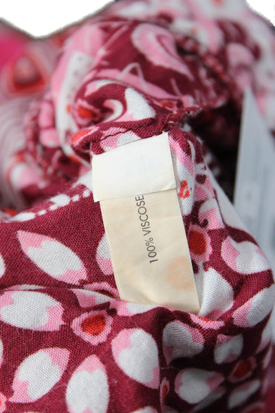 Poupette St. Barth Women Pink Floral V-Neck Sleeveless Playsuit Viscose Size S