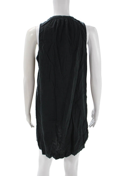 Splendid Women V-Neck Shift Tank Dress Black Cotton Sleeveless Short Size S
