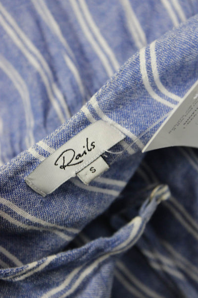 Rails Womens Sundress Blue Striped V-Neck Sleeveless Short Linen Rayon Size S
