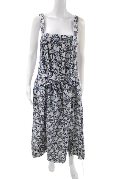 Club Monaco Womens Sundress Black Floral Square Neck Tie Cotton Size 6