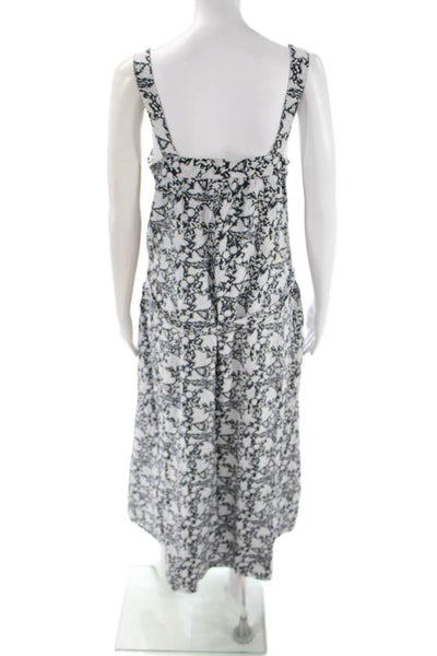 Club Monaco Womens Sundress Black Floral Square Neck Tie Cotton Size 6