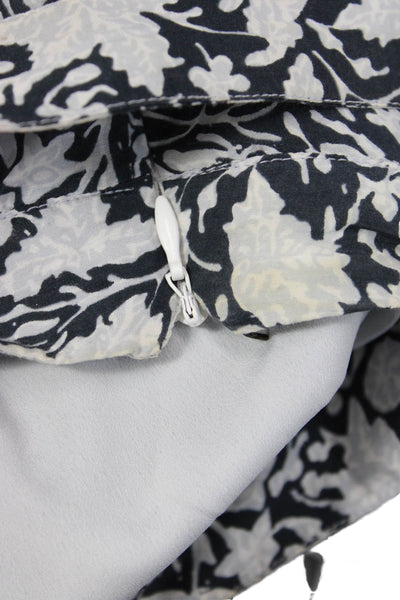 Club Monaco Womens Sundress Black Floral Square Neck Tie Cotton Size 6