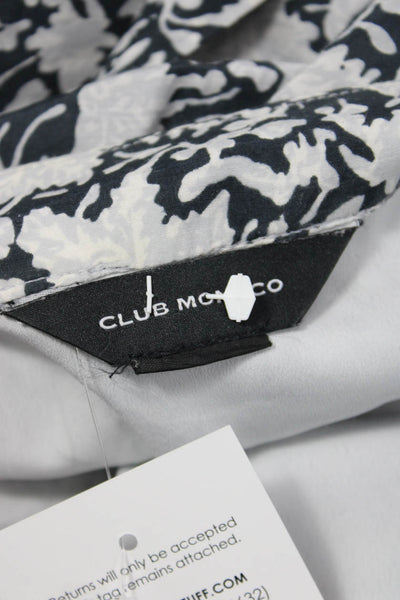Club Monaco Womens Sundress Black Floral Square Neck Tie Cotton Size 6