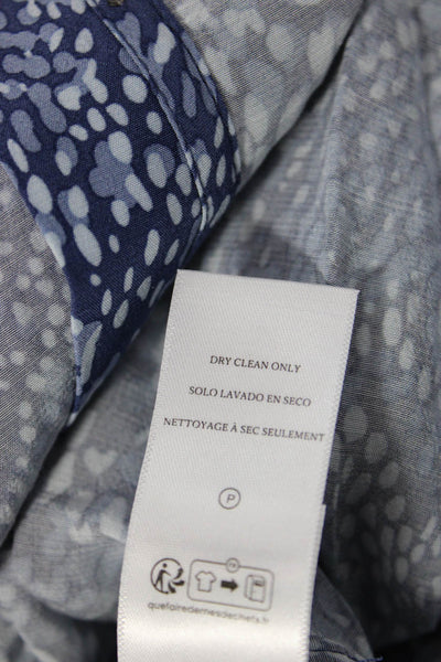 Rails Womens Shirt Dress Blue Animal Print V-Neck 3/4 Sleeve Button Size S