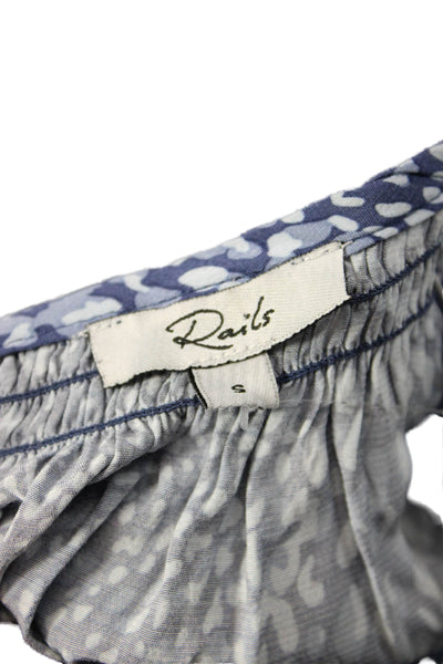 Rails Womens Shirt Dress Blue Animal Print V-Neck 3/4 Sleeve Button Size S