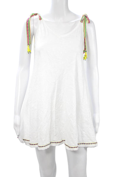 Pitusa Women Sundress Tank Dress White V-Neck Sleeveless Boho Size One Size
