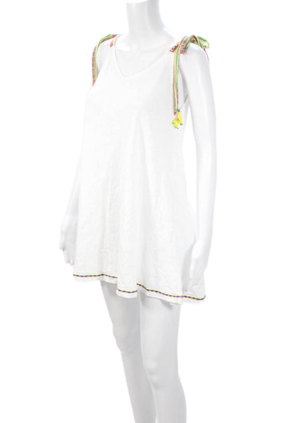 Pitusa Women Sundress Tank Dress White V-Neck Sleeveless Boho Size One Size