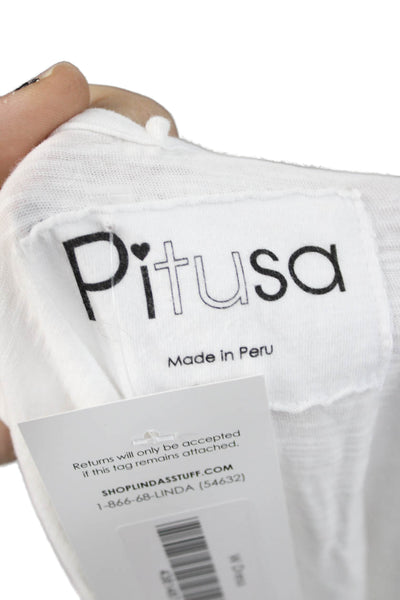 Pitusa Women Sundress Tank Dress White V-Neck Sleeveless Boho Size One Size