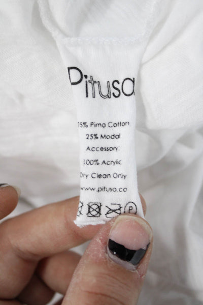 Pitusa Women Sundress Tank Dress White V-Neck Sleeveless Boho Size One Size