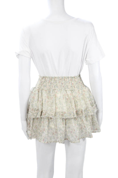 Muche Et Muchette Women Peasant Mini Skirt Beige Floral Polyester Size One Size