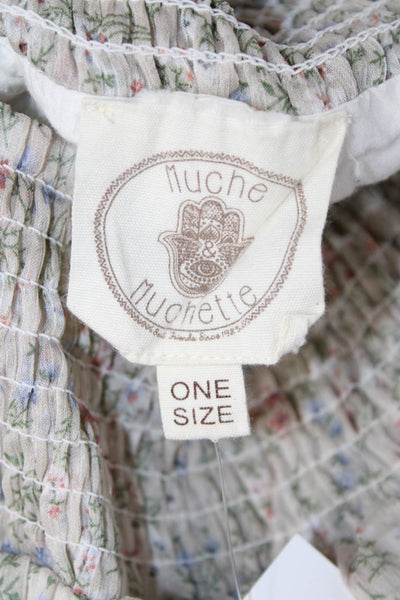 Muche Et Muchette Women Peasant Mini Skirt Beige Floral Polyester Size One Size