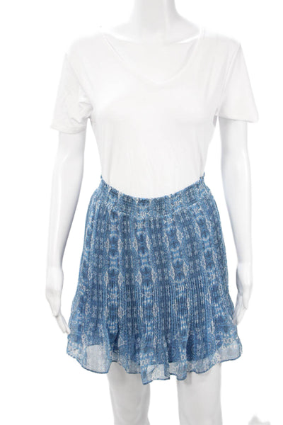 Intermix Womens Pleated Mini Skirt Blue Geometric Size S