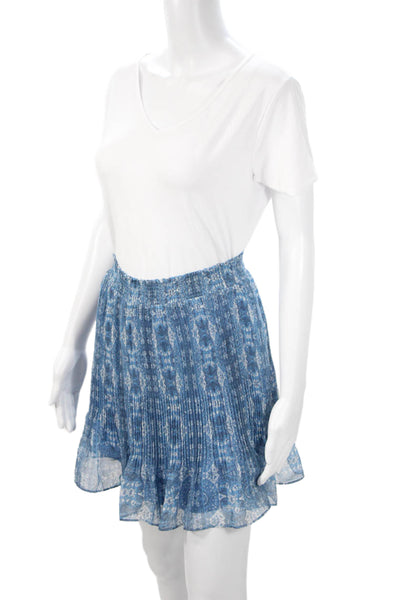 Intermix Womens Pleated Mini Skirt Blue Geometric Size S