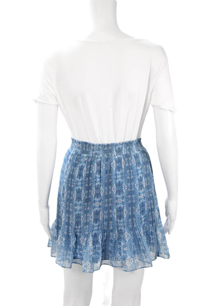Intermix Womens Pleated Mini Skirt Blue Geometric Size S