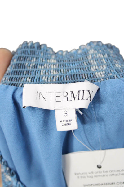 Intermix Womens Pleated Mini Skirt Blue Geometric Size S