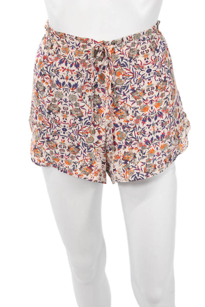 Intermix Women Bohemian Floral Drawstring Polyester Blend Shorts Size M