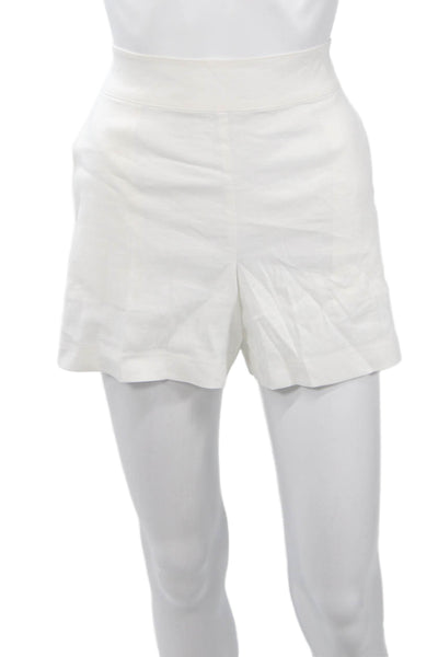 Theory Womens Shorts White Linen Viscose Zip Solid Beach Size 4