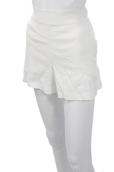 Theory Womens Shorts White Linen Viscose Zip Solid Beach Size 4