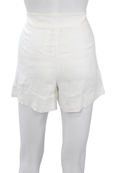 Theory Womens Shorts White Linen Viscose Zip Solid Beach Size 4