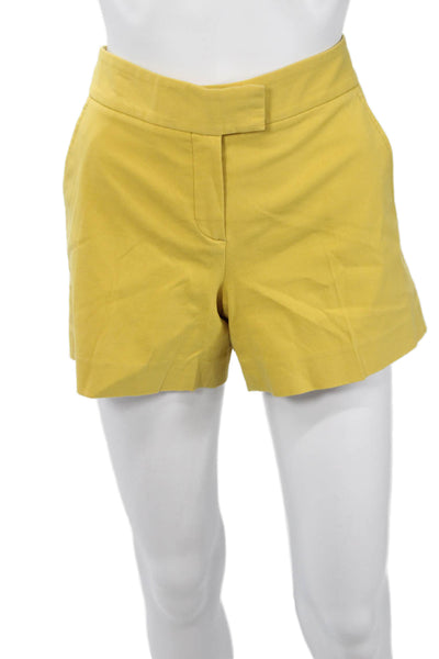 Theory Womens Chino Shorts Yellow Cotton Lycra Button Size 6