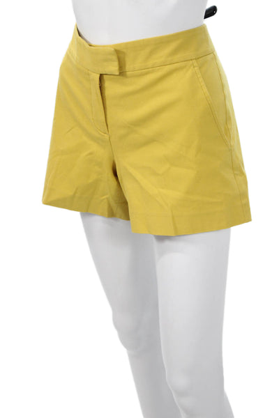 Theory Womens Chino Shorts Yellow Cotton Lycra Button Size 6