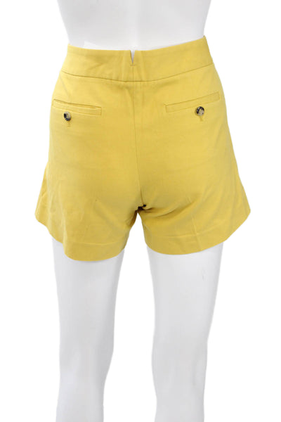 Theory Womens Chino Shorts Yellow Cotton Lycra Button Size 6