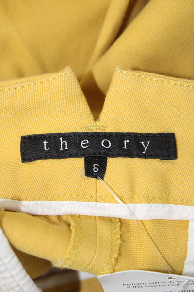 Theory Womens Chino Shorts Yellow Cotton Lycra Button Size 6