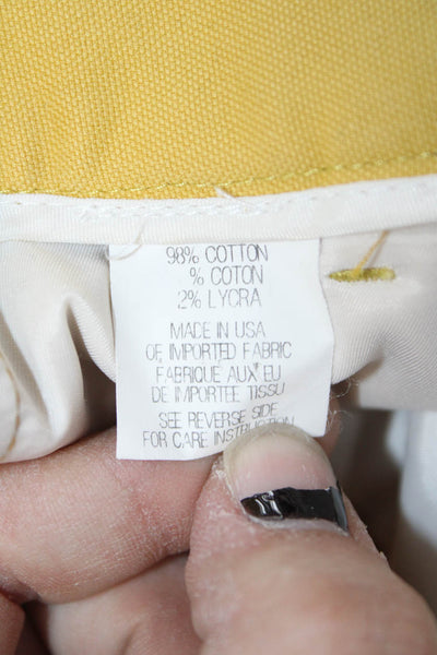 Theory Womens Chino Shorts Yellow Cotton Lycra Button Size 6