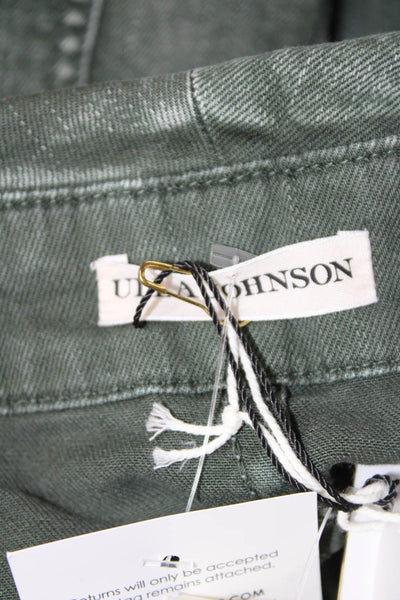 Ulla Johnson Women Green Cargo Shorts Button Cotton Stretch Size 4
