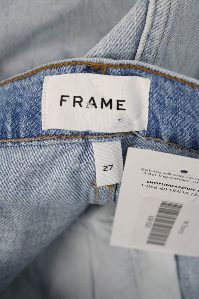 Frame Women Bermuda Shorts Light Blue Button Cotton Size 27